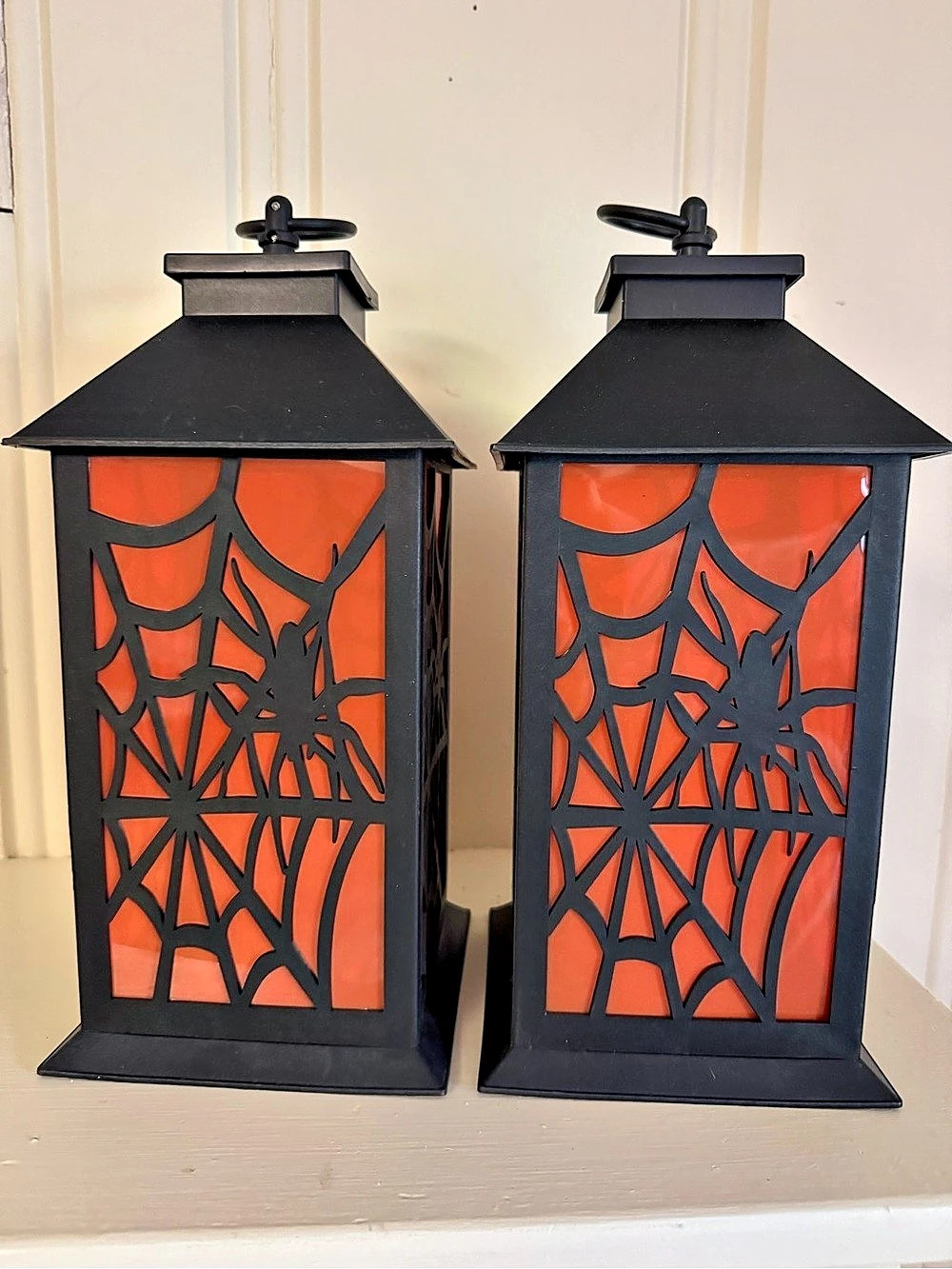 Pottery Barn Kids Halloween Lanterns Set of 2 Black & Orange